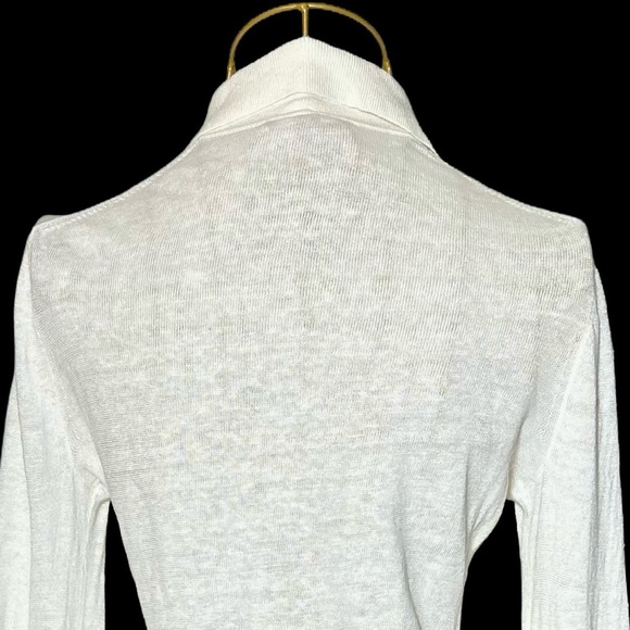 NEW J. Crew Linen Collared Button-Up Sweater in Ivory,  Style CJ444, Size XS - Picture 10 of 15